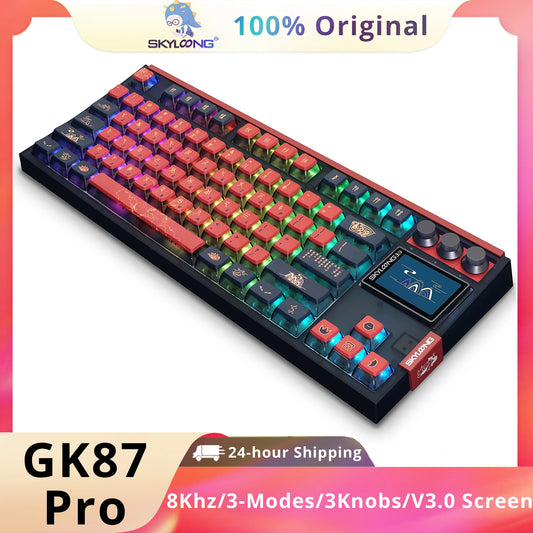 SKYLOONG GK87 Pro Wireless Gaming Keyboard 8Khz Mechanical Keyboard PBT Keycaps RGB LED Bluetooth Keyboard with knobs Hot-swap
