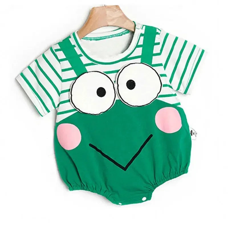 Cotton Newborn Baby Short Sleeves Triangle Romper Boy Girl Cartoon Suspender Clothes  Jumpsuits Overall One Pieces  0-24M