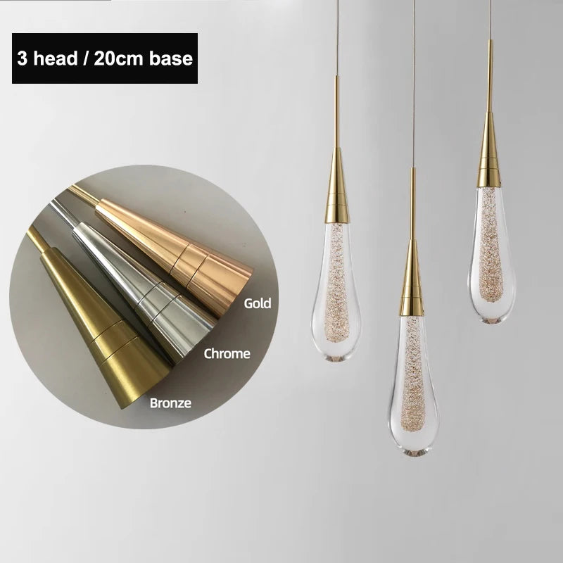 Modern Raindrop Chandelier Decorative Stair Ceiling Light Waterdrop Crystal Light Fixture Kitchen Island Hotel Hall Living