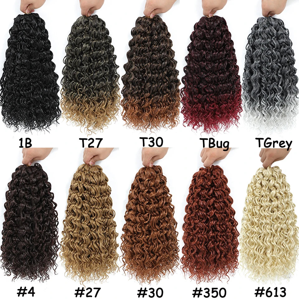 1-6 Packs GoGo Curl Crochet Hair 14 Inch Short Curly Crochet Hair For Women Kids Water Wave Beach Curl Deep Twist Crochet Braids