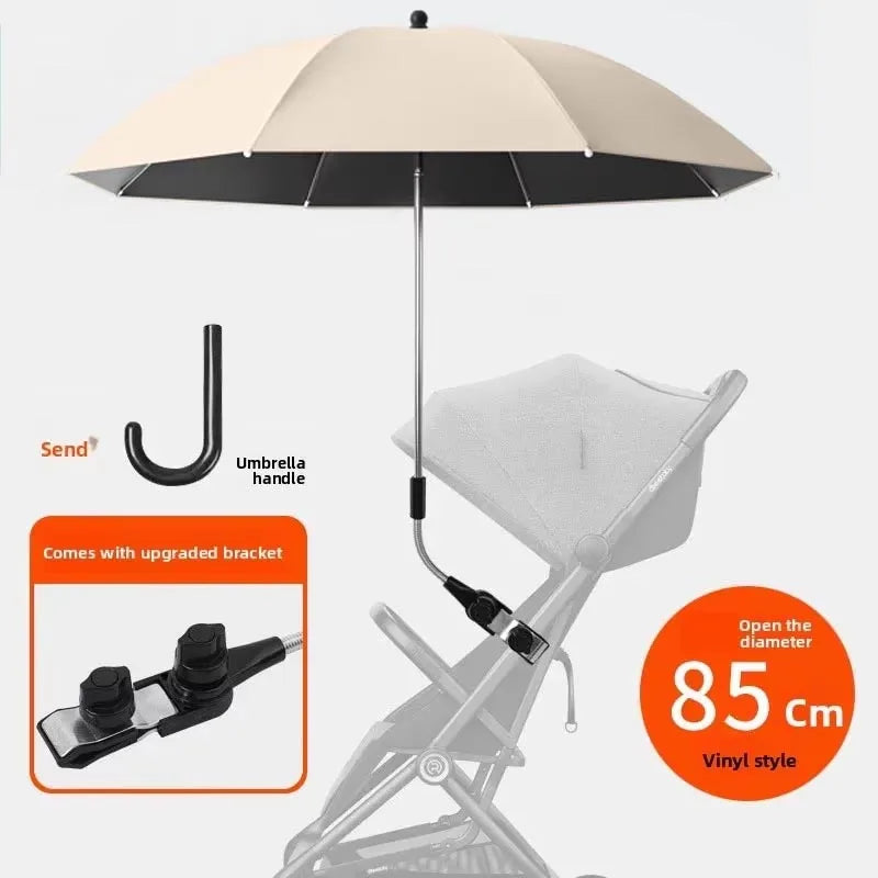 2-in-1 UV Protection Baby Stroller Umbrella with Clamp Universal Sunscree Rainproof Stroller Cover Umbrella Stroller Accessories