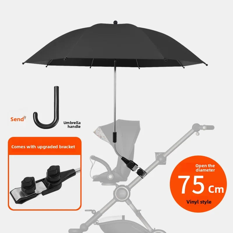 2-in-1 UV Protection Baby Stroller Umbrella with Clamp Universal Sunscree Rainproof Stroller Cover Umbrella Stroller Accessories