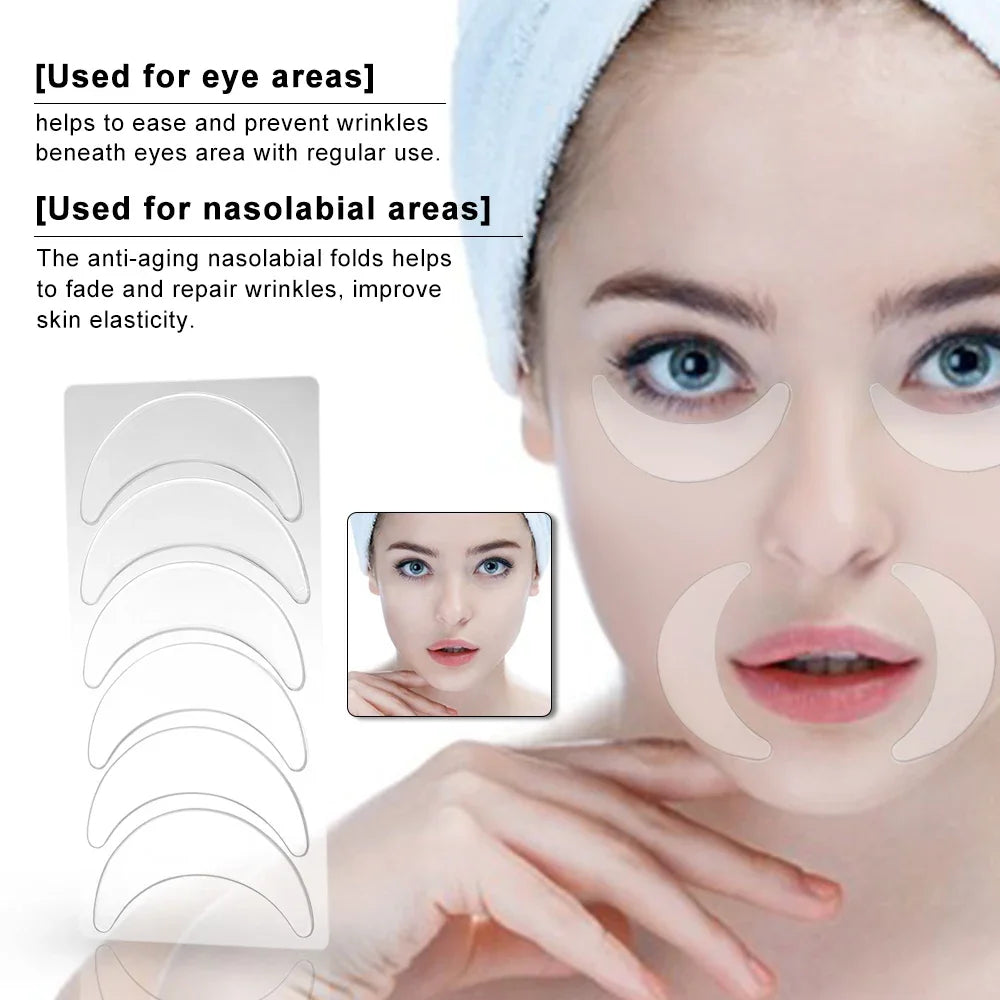 Silicone Forehead Stickers Reusable Anti Wrinkle Pad Facial Lifting Face Eyes Neck Pads Anti-aging Prevent Nasolabial Wrinkle