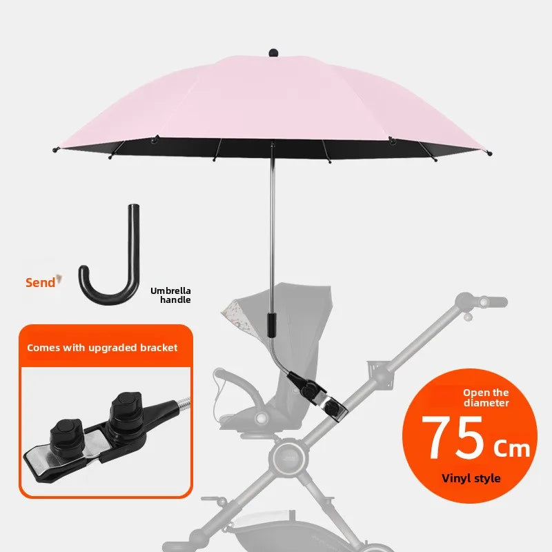 2-in-1 UV Protection Baby Stroller Umbrella with Clamp Universal Sunscree Rainproof Stroller Cover Umbrella Stroller Accessories