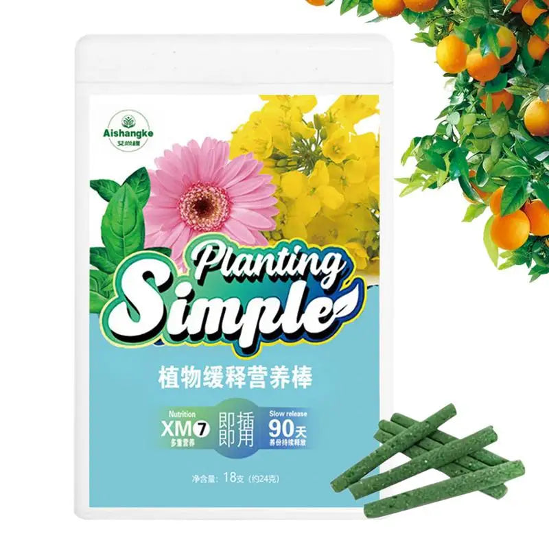 18pcs Plant Slow Release Nutrition Sticks Indoor Plant Fertilizer Bars Outdoor Plant Food Spikes Evergreen Fertilizer Sticks