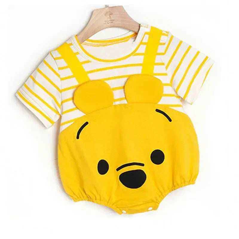 Cotton Newborn Baby Short Sleeves Triangle Romper Boy Girl Cartoon Suspender Clothes  Jumpsuits Overall One Pieces  0-24M