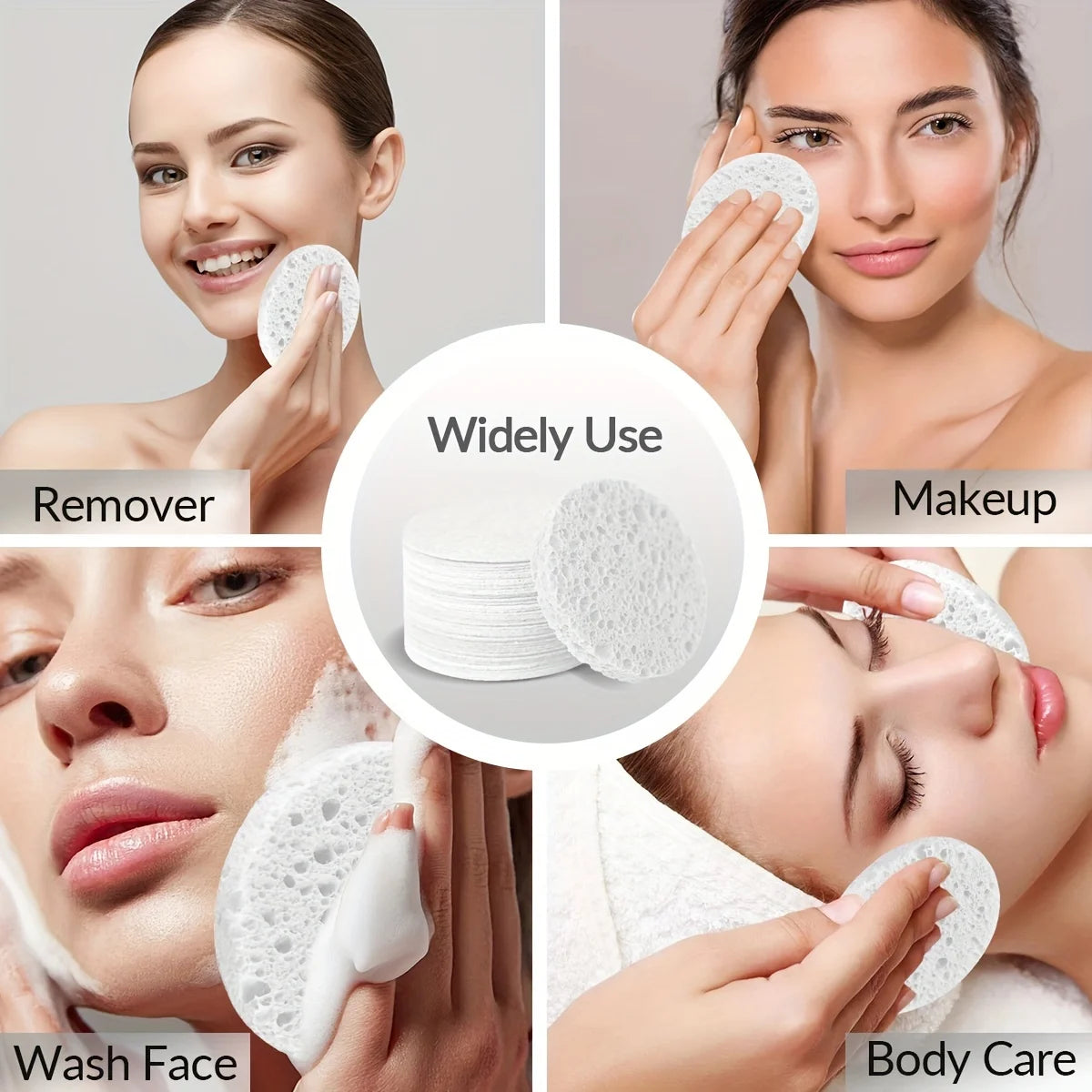 30 Natural Cosmetic Spa Sponges, Alcohol Free, Fragrance Free Facial Cleansing and Exfoliating Sheets, Beauty Sponges