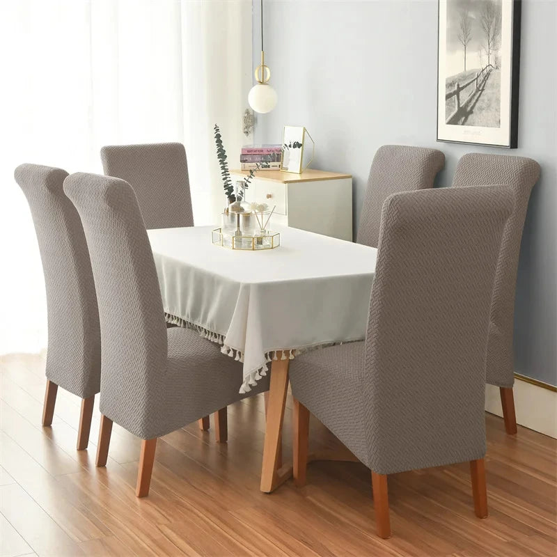 Jacquard Chair Cover Stretch XL Size Long Back Dining Chair Covers Seat Slipcovers For Wedding Dining Room Chairs For Kitchen