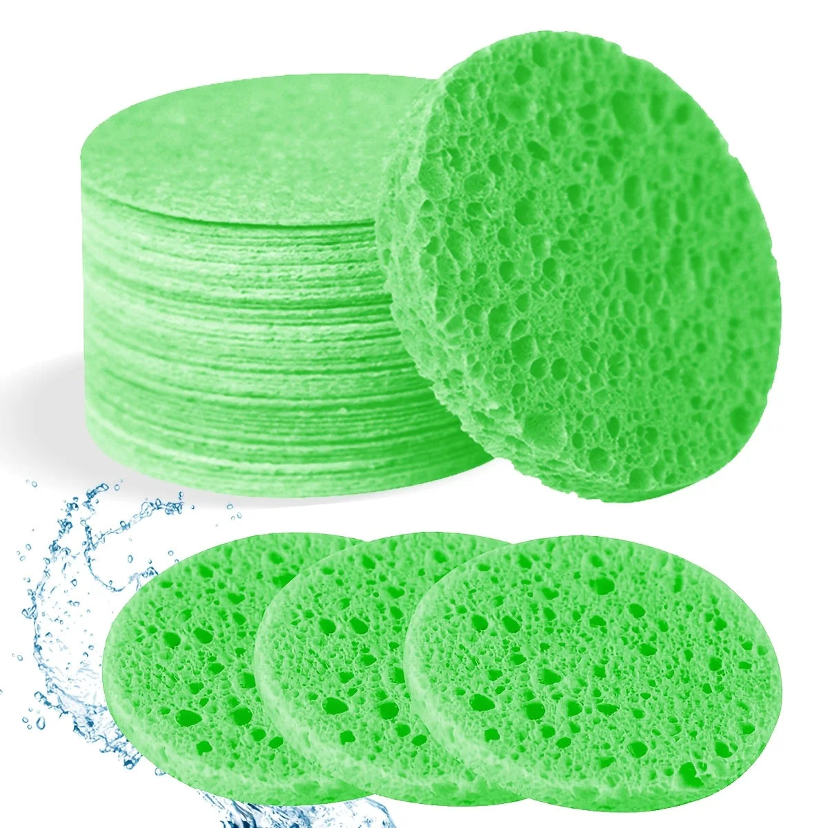 30 Natural Cosmetic Spa Sponges, Alcohol Free, Fragrance Free Facial Cleansing and Exfoliating Sheets, Beauty Sponges