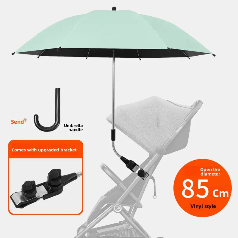 2-in-1 UV Protection Baby Stroller Umbrella with Clamp Universal Sunscree Rainproof Stroller Cover Umbrella Stroller Accessories