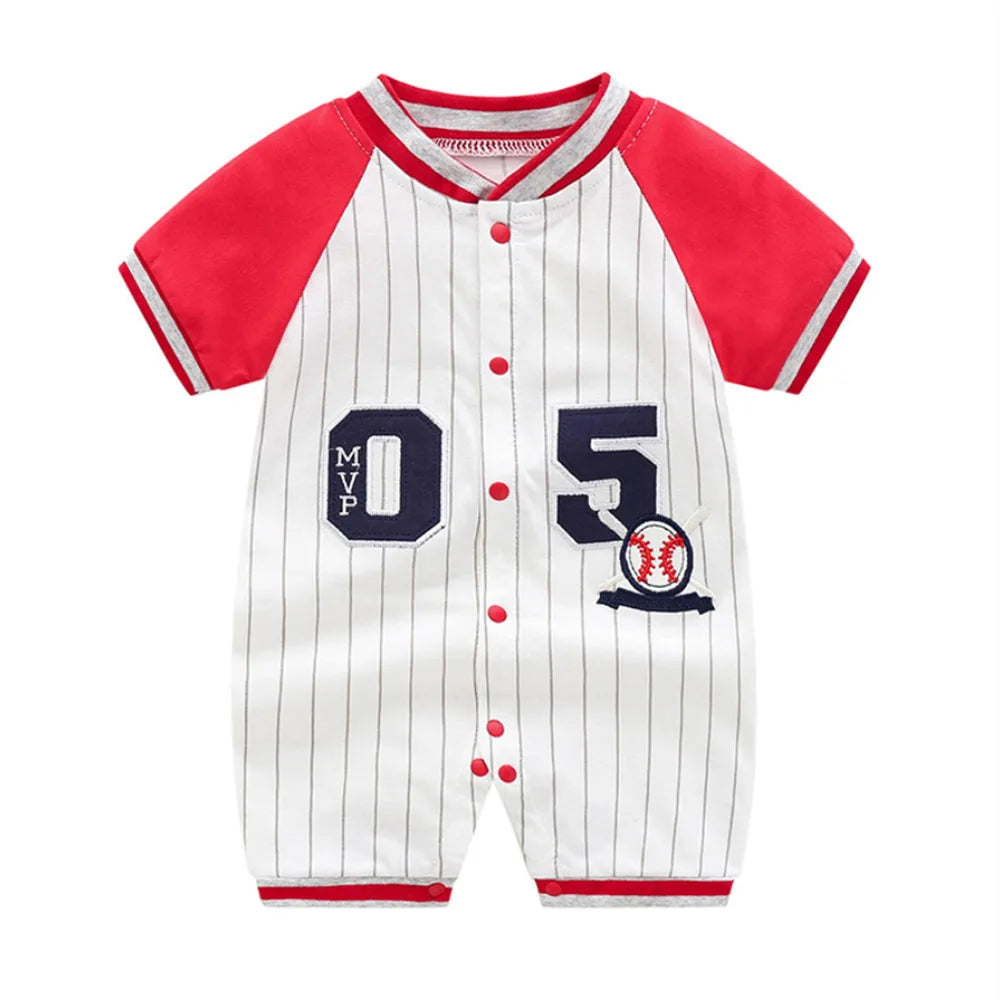 Baby Boys Girls Romper Cartoon Printed Short Sleeve One-Piece Beach Outfit Summer Clothes
