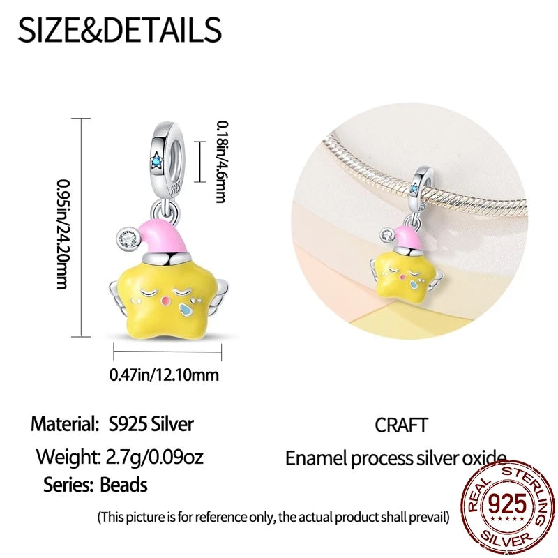 925 Sterling Silver Luminous Series Goodnight Bear Pendant Fit Original Pan Bracelet For Women Birthday Fine Jewelry Gift