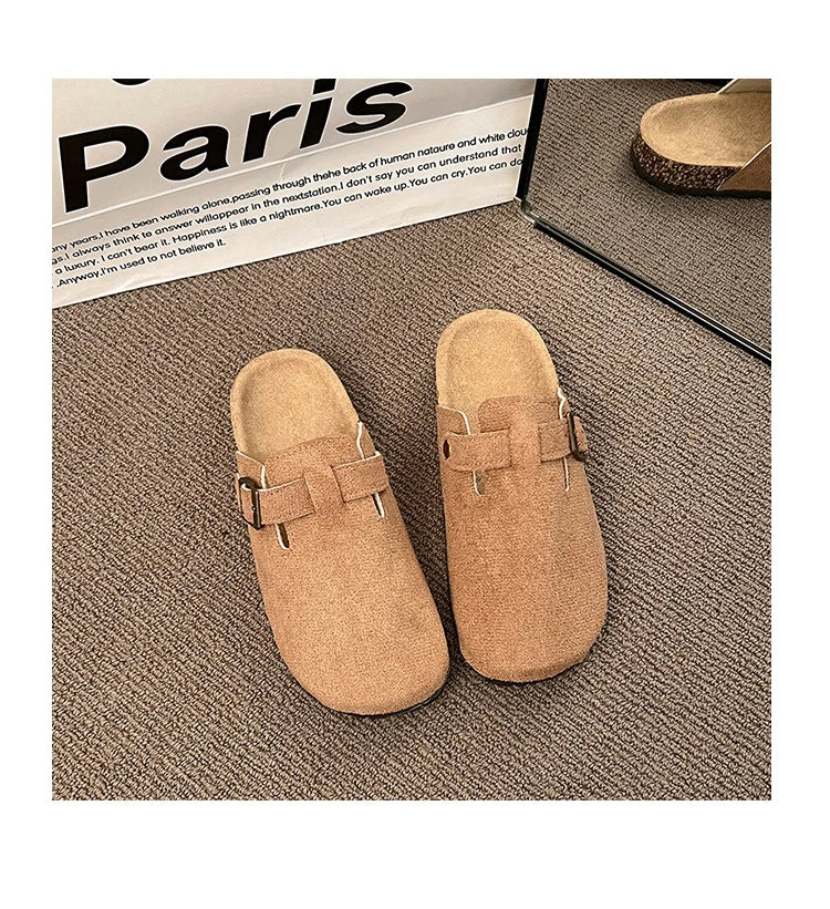 BASATU Suede Clogs for Women Men Mules Cork Footbed Sandals Arch Support Fashion Nonslip Outdoor Flats Beach Slippers Home Shoes