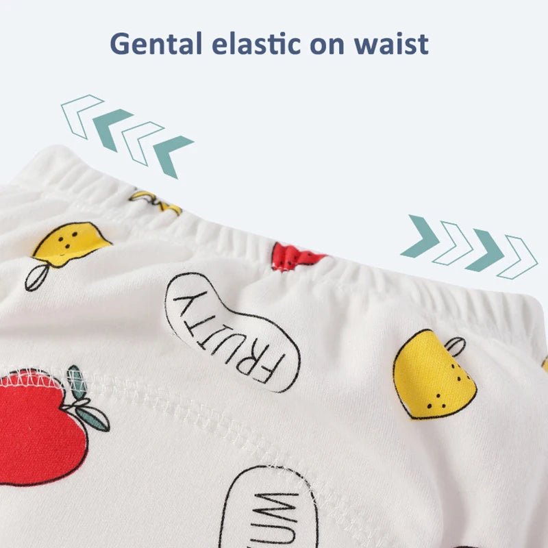 4PCS Baby Training Pants Toddler Girl Cartoon Polyester Cotton Underwear Cloth Panties Reusable Waterproof Potty Learning Diaper