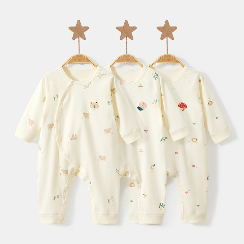 100% Cotton Baby Bodysuits | Soft Stretchy | Easy Snap Buttons | Unisex Newborn Infant Essentials for Spring & Fall (0-18M)