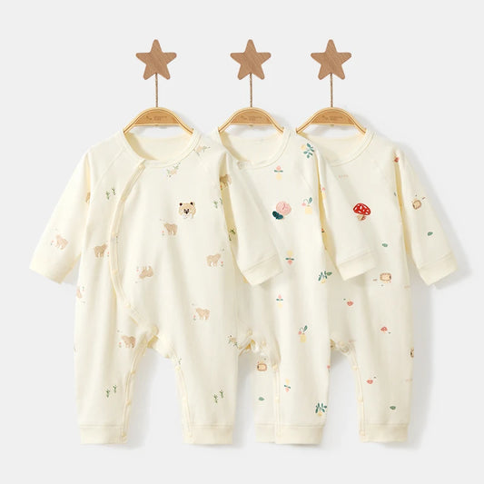 100% Cotton Baby Bodysuits | Soft Stretchy | Easy Snap Buttons | Unisex Newborn Infant Essentials for Spring & Fall (0-18M)