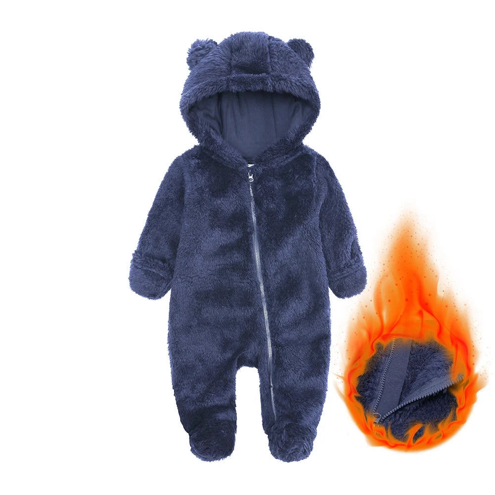 Winter Essentials Fleece Baby Clothes Romper Kids Boys Girls Pajamas Hooded Toddler Bodysuit Infant Jumpsuit Newborn Onesies