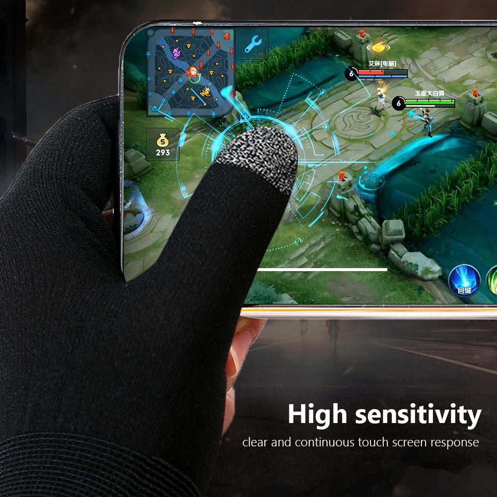 1 Pair Gaming Finger Sleeve Sweatproof Touch Screen Shoot Aim Finger Cot Fingertip Cover Thumb Gloves for PUBG Mobile Phone Game