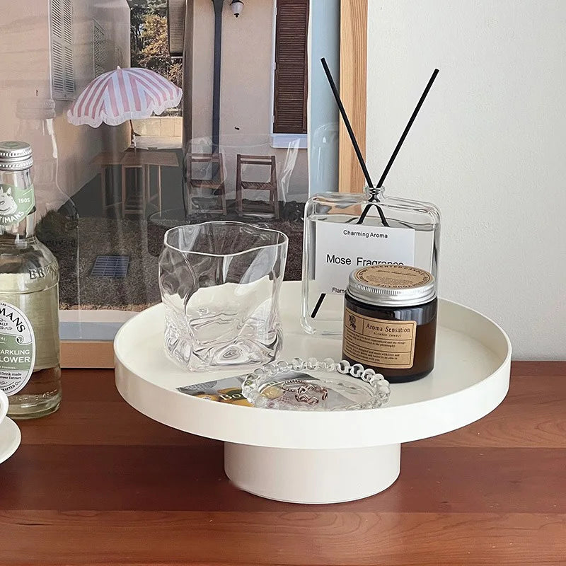 ABS Modern Minimalist Stackable Serving Trays, Black White Round Tiered Fruit Display for Kitchen Home Decor