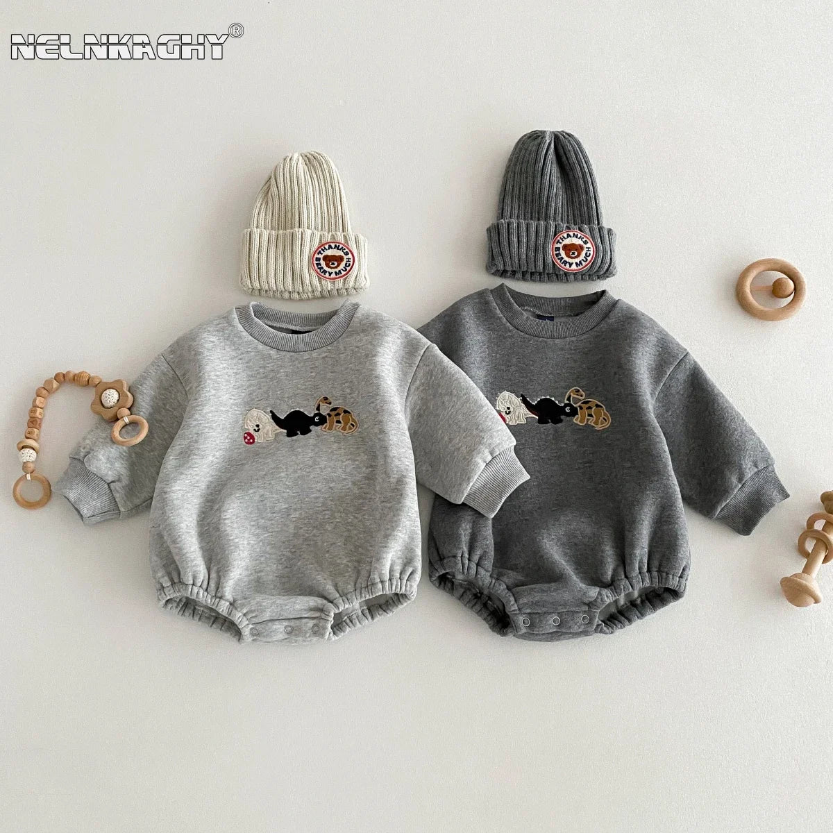 Spring Autumn New in Infant Baby Cute Clothing - Kids Toddler Thick Embroidery Dinosaur Jumpsuits ,newborn Bodysuits 0-24M