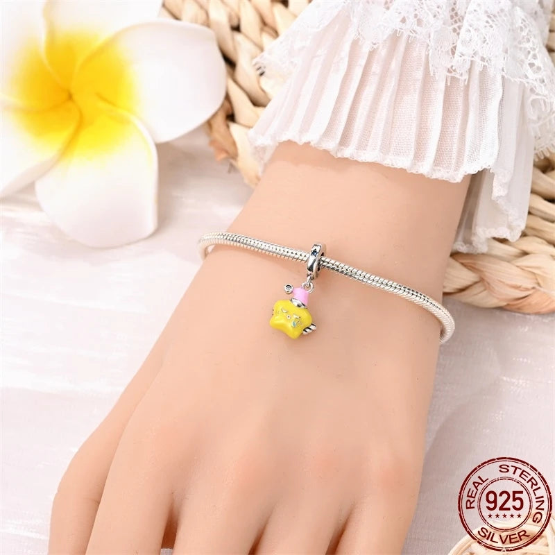 925 Sterling Silver Luminous Series Goodnight Bear Pendant Fit Original Pan Bracelet For Women Birthday Fine Jewelry Gift