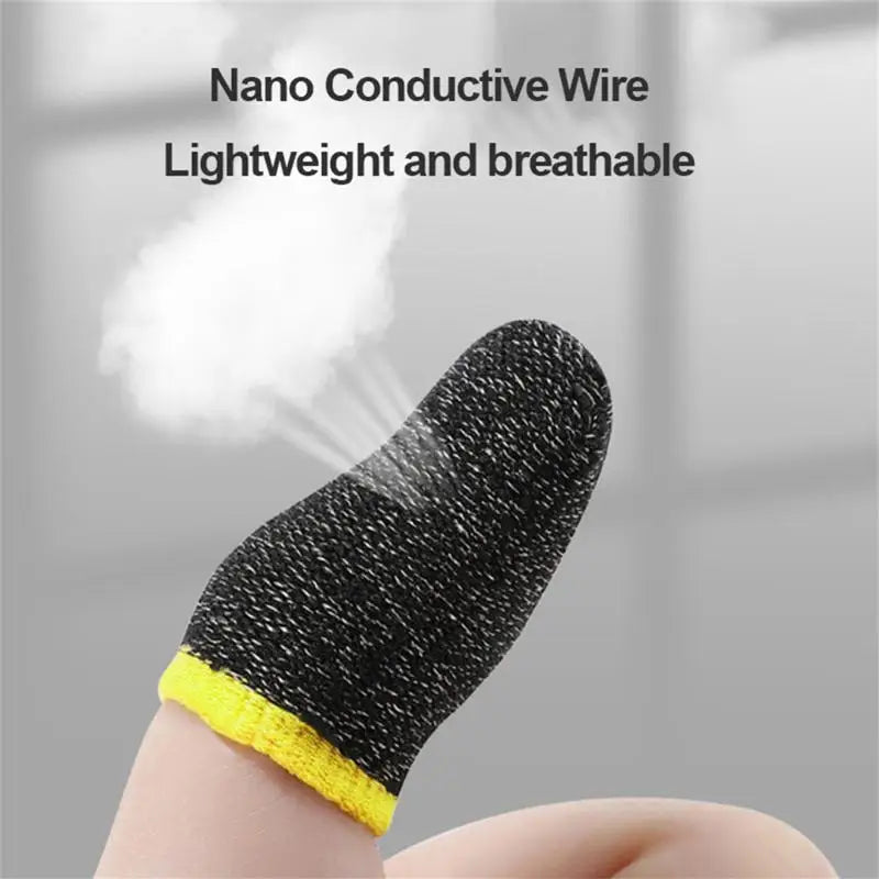 1 Pair For PUBG Gaming Finger Sleeve Breathable Fingertips Sweatproof Anti-slip Fingertip Cover Thumb Gloves For Mobile Game ﻿