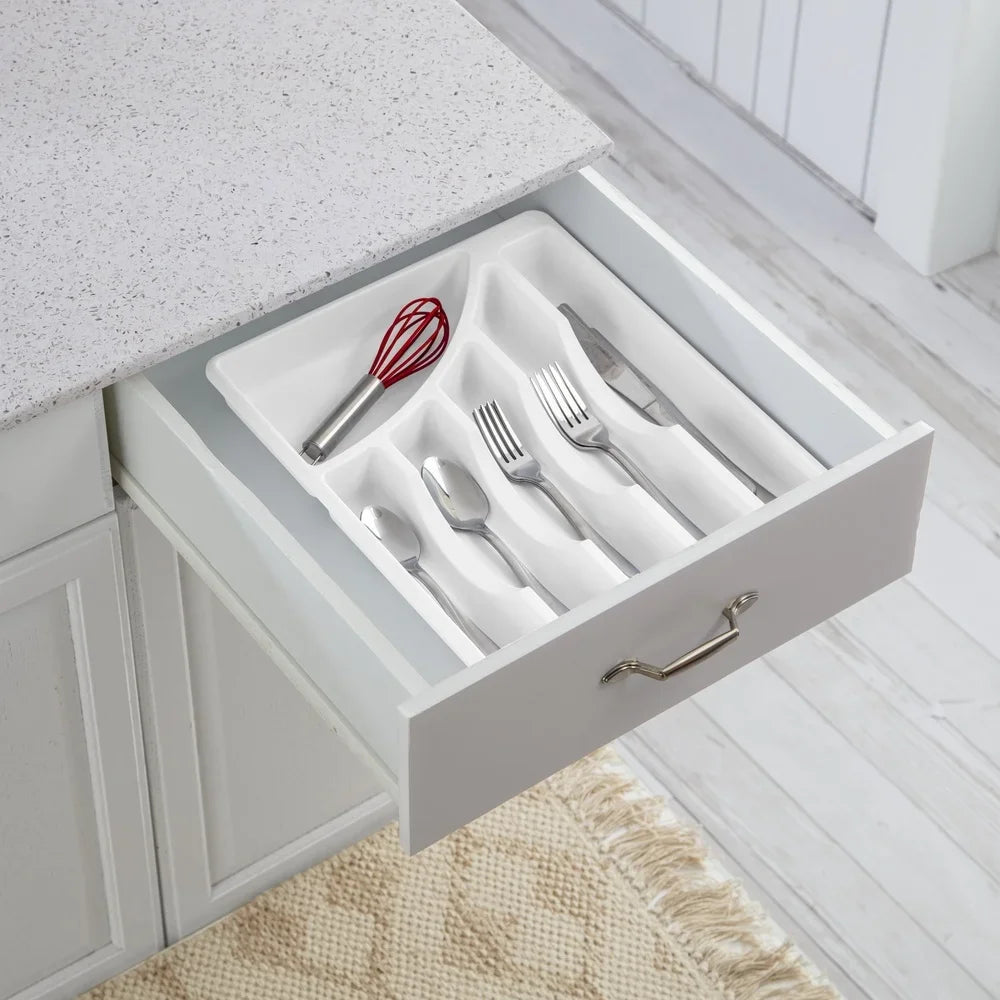 6 Compartment Cutlery Tray Plastic Utensil Organizer Kitchen Drawer Storage Easy Clean BPA Free Sorter Flatware and School