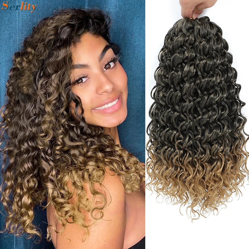 1-6 Packs GoGo Curl Crochet Hair 14 Inch Short Curly Crochet Hair For Women Kids Water Wave Beach Curl Deep Twist Crochet Braids