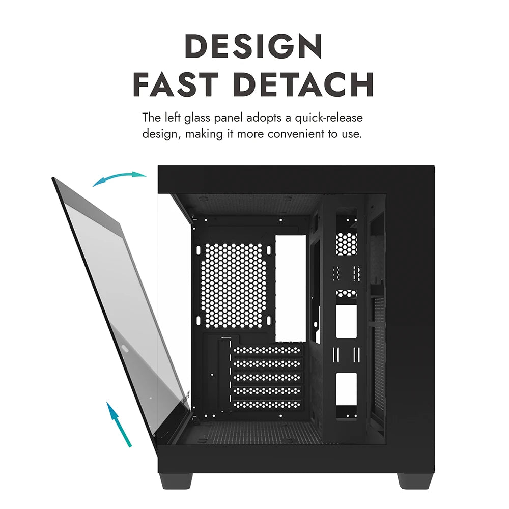 Aigo 275P PC Case Sea View Room Gaming Computer Desktop M-ATX ITX Motherboard  Double-Sided Tempered Glass PC Gamer Cabinet