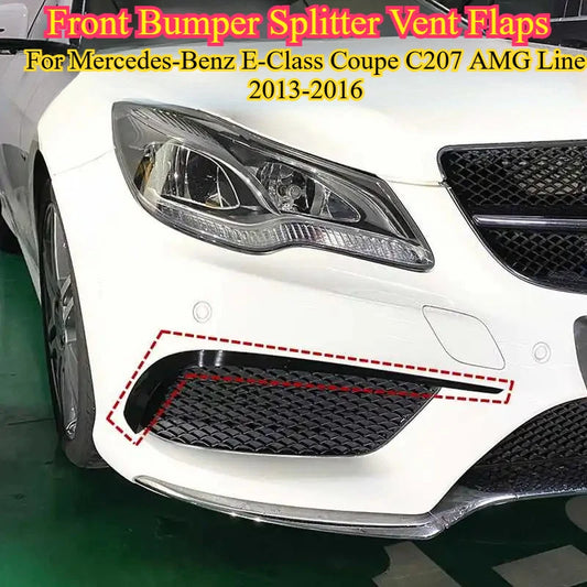 2PCS Car Front Bumper Splitter Vent Flaps Frame Grille Decorative Trims for Mercedes-Benz E-Class Coupe C207 AMG Line 2013-2016