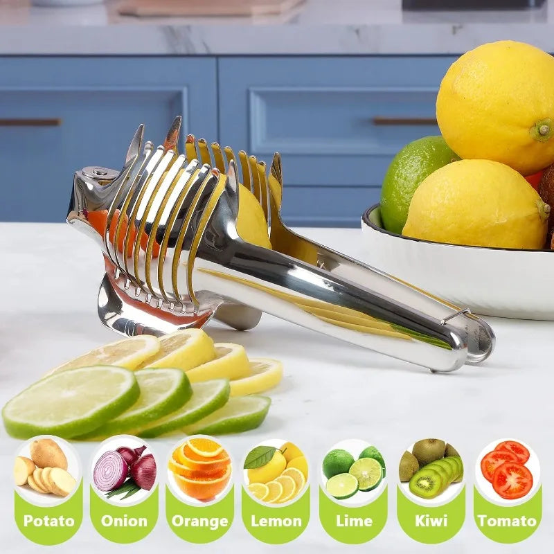 Lemon Slicer Multifunctional Hand Tomato Slicer Clip Aluminum Alloy Fruit Slicing Tool Manual Slicer Kitchen Cutting Accessories