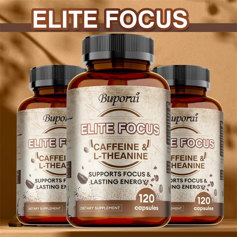 Elite Caffeine Capsules with L-Theanine – Energy Supplements – Clean & Natural Nootropic Stack for Smart Cognitive Performance