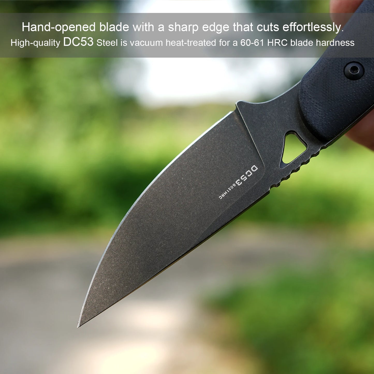 FORESAIL Fixed Blade Knife,DC53 Steel Blade and G10 Handle,with Kydex Sheath,Fixed EDC Tactical Knife, Outdoor Camping Knives