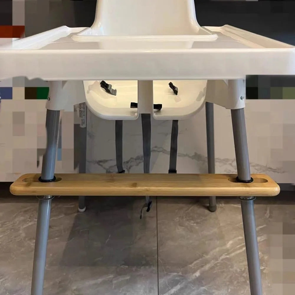 Adjustable High Chair Footrest 50cm Length Wooden Material Baby Highchairs Pedal Round Corners Rubber Rings Highchair Accessory