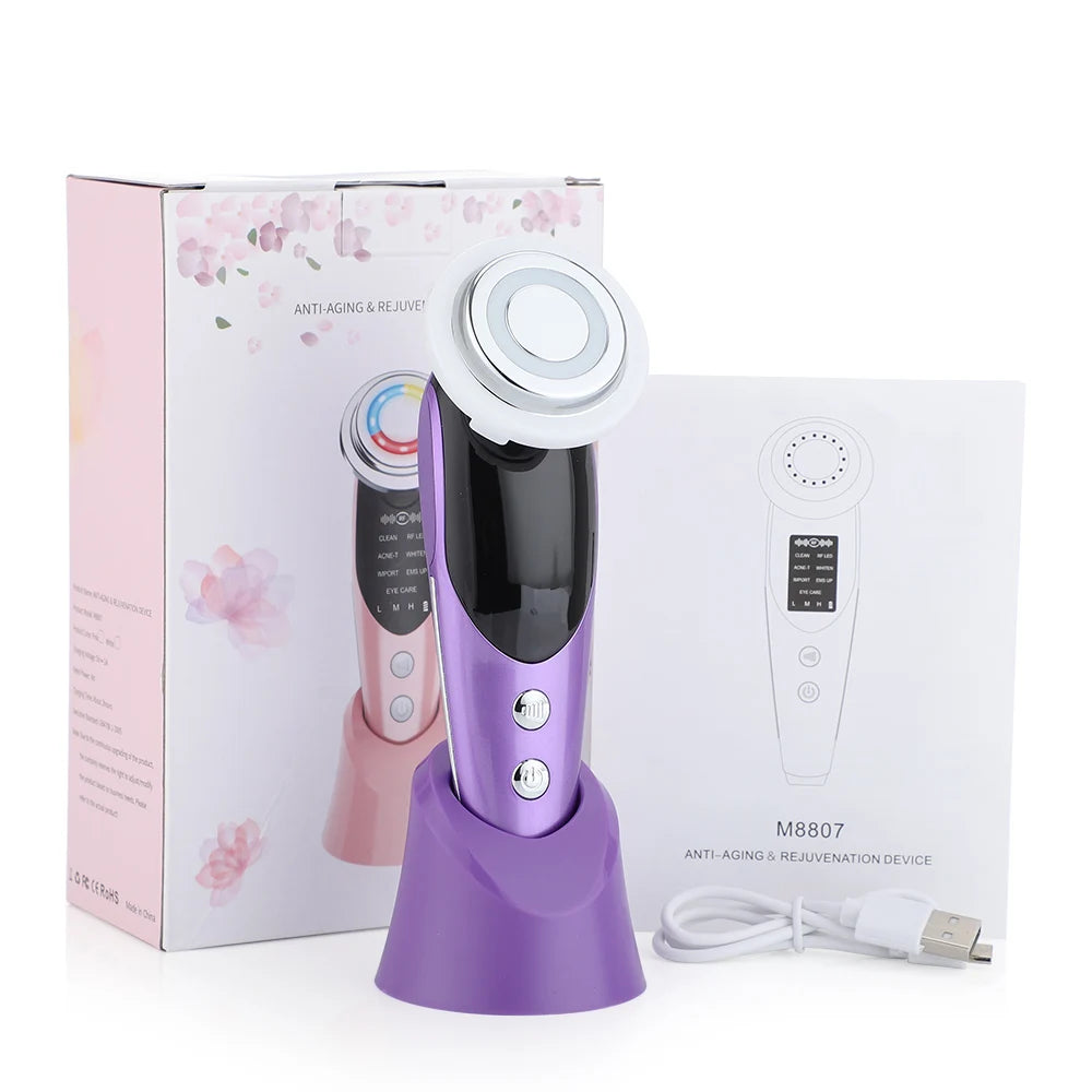 7 in 1 RF EMS Facial Massager Skin Care Tools Face Lift Multifunction Firm Device Skin Rejuvenation Wrinkle Removal Face Beauty