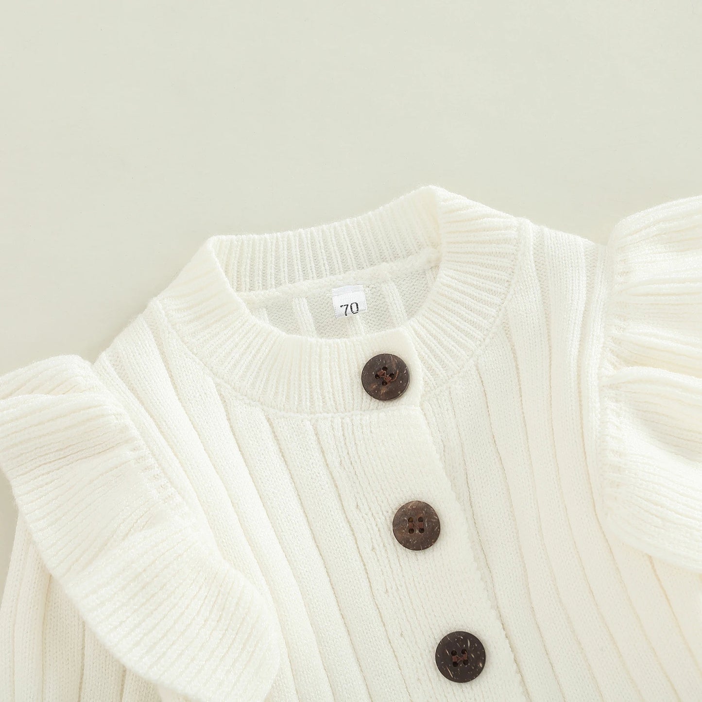 Infant Newborn Baby Girl Knitted Long Sleeve Ribbed Jumpsuit Fashion Solid Color Round Neck Button Long Romper