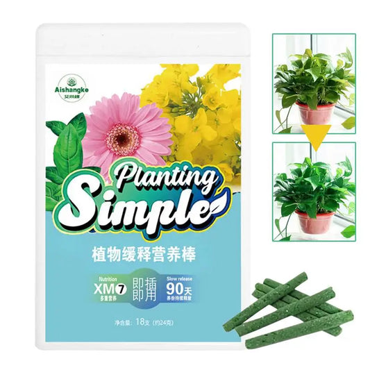 18pcs Plant Slow Release Nutrition Sticks Indoor Plant Fertilizer Bars Outdoor Plant Food Spikes Evergreen Fertilizer Sticks
