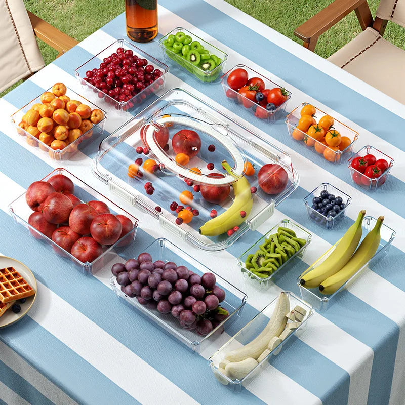 PET Transparent Storage Box Food Grade Cake Container Sealed Fruit Box Large Capacity Kitchen Outdoor Freshness Organizer