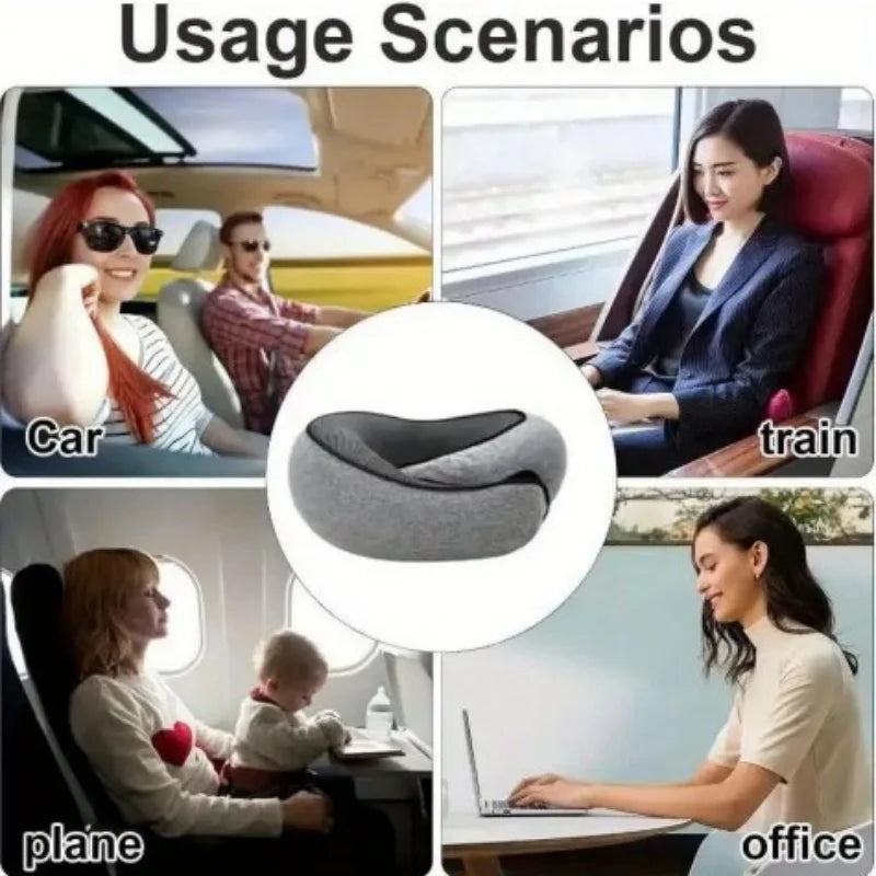 Portable U-shaped Travel Pillow Memory Foam Snail Pillow Travel Neck Support Neck Pillow Adjustable Soft Noon Break Pillows