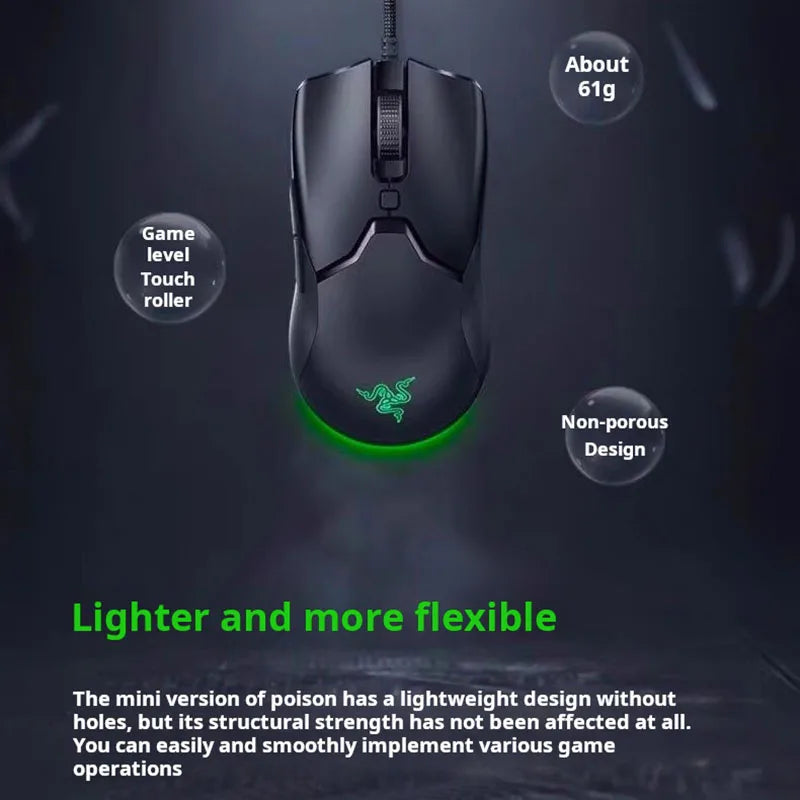 Razer NEW YEAR GIFT gift Thunder Snake Viper Mini Computer Esports Cable Gaming Mouse Laptop RGB Light, Small Hand Mouse