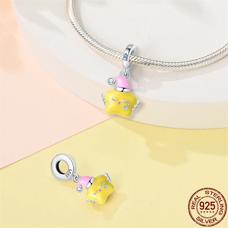 925 Sterling Silver Luminous Series Goodnight Bear Pendant Fit Original Pan Bracelet For Women Birthday Fine Jewelry Gift