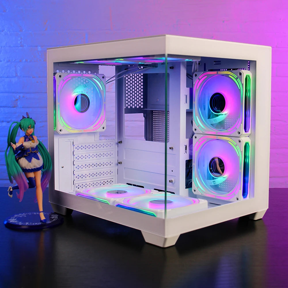 Aigo 275P PC Case Sea View Room Gaming Computer Desktop M-ATX ITX Motherboard  Double-Sided Tempered Glass PC Gamer Cabinet