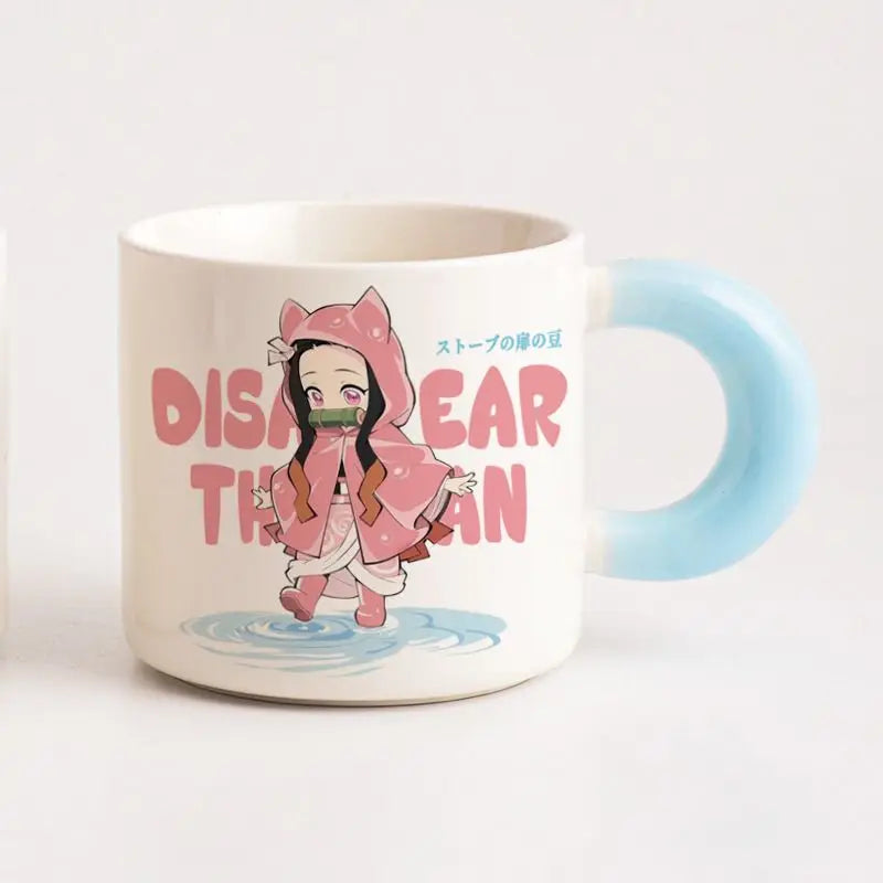 Demon Slayer Nezuko peripherals new two-dimensional creative anime pattern fashionable anti-scalding ceramic cup with handle