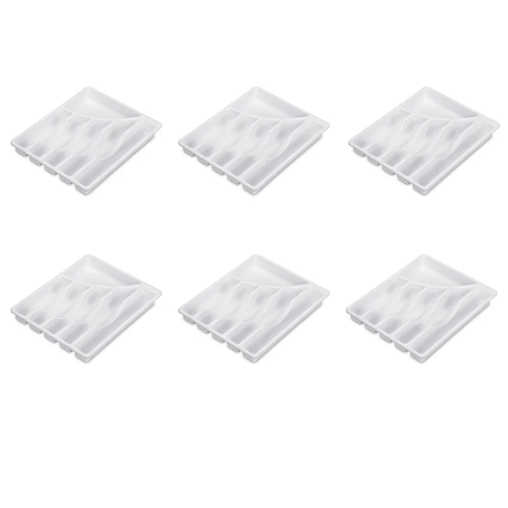 6 Compartment Cutlery Tray Plastic Utensil Organizer Kitchen Drawer Storage Easy Clean BPA Free Sorter Flatware and School