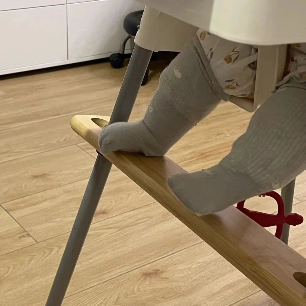 Adjustable High Chair Footrest 50cm Length Wooden Material Baby Highchairs Pedal Round Corners Rubber Rings Highchair Accessory