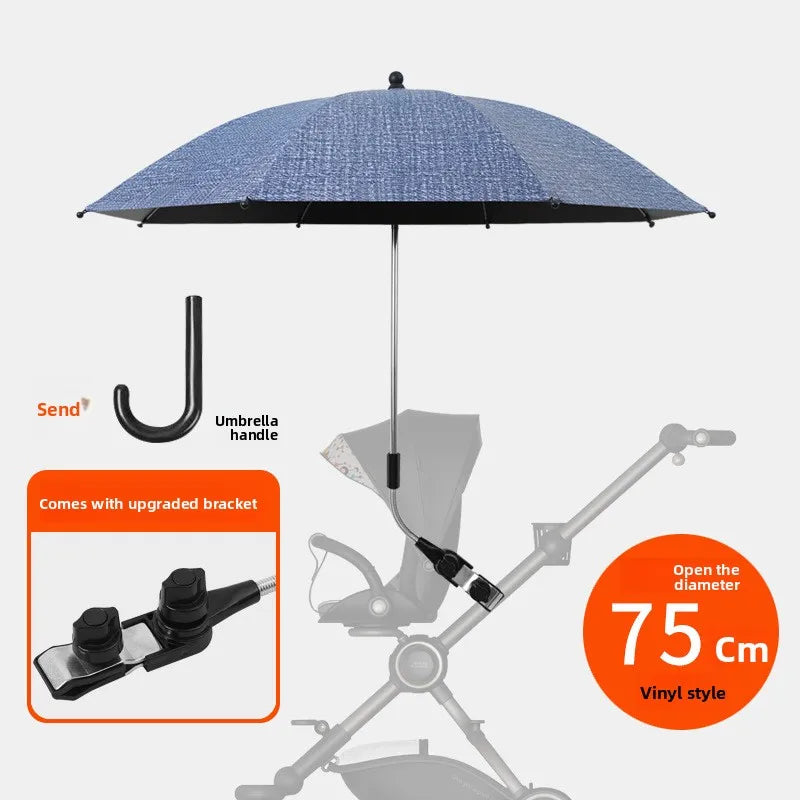 2-in-1 UV Protection Baby Stroller Umbrella with Clamp Universal Sunscree Rainproof Stroller Cover Umbrella Stroller Accessories