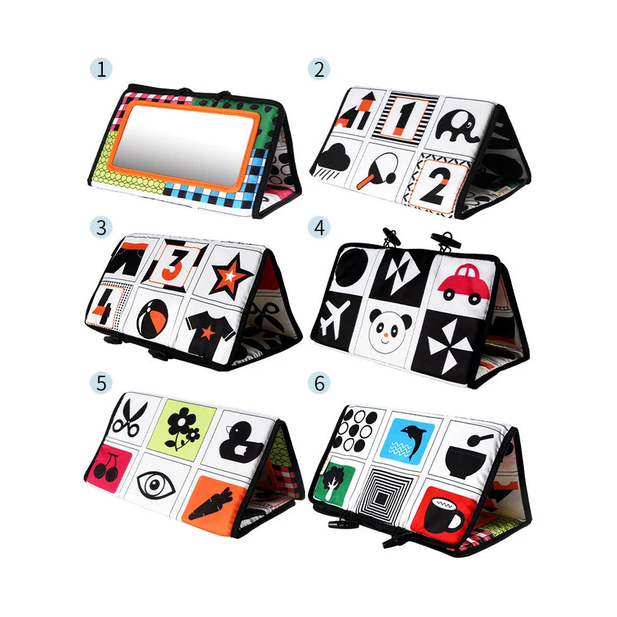 Foldable Crib Toy Activity Soft Book For Toddlers Tummy Time Baby Mirror Infant Toys First Gifts Visual Development Newborn Toys