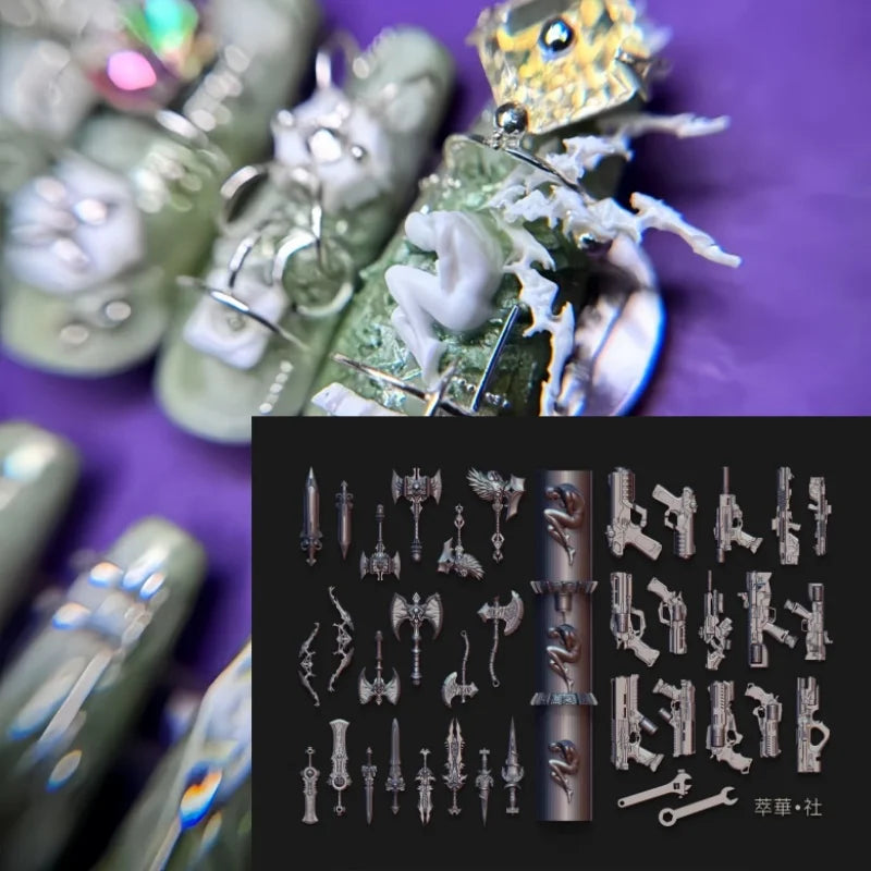 1 Pc Silicone Nail Mold Cyberpunk Little Doctor Toy Dark Snake Template Exquisite Three-Dimensional Decoration DIY Nail Mold