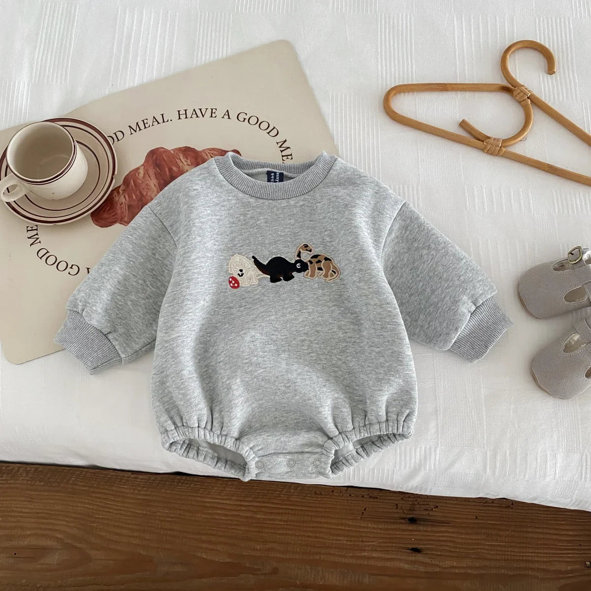 Spring Autumn New in Infant Baby Cute Clothing - Kids Toddler Thick Embroidery Dinosaur Jumpsuits ,newborn Bodysuits 0-24M