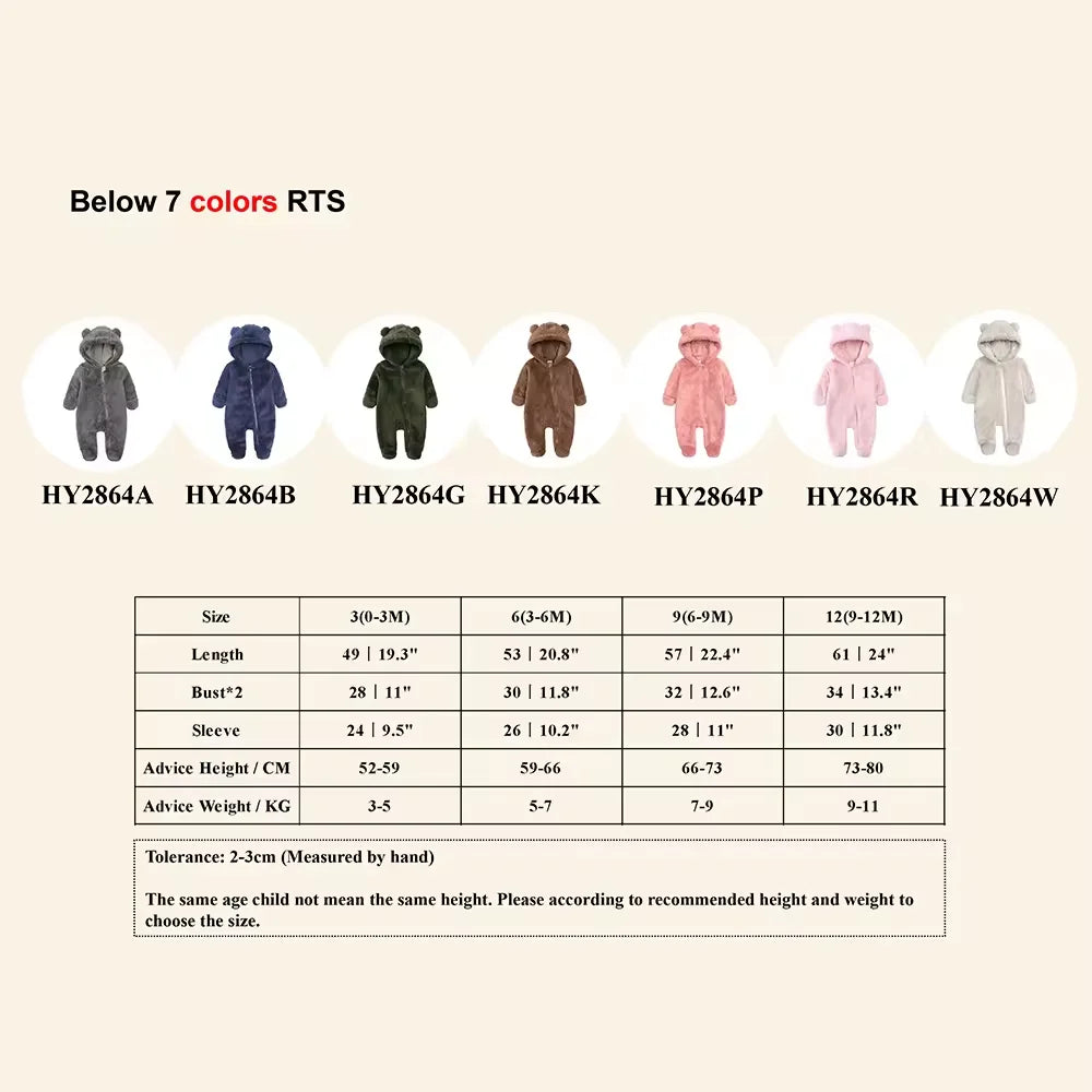 Winter Essentials Fleece Baby Clothes Romper Kids Boys Girls Pajamas Hooded Toddler Bodysuit Infant Jumpsuit Newborn Onesies